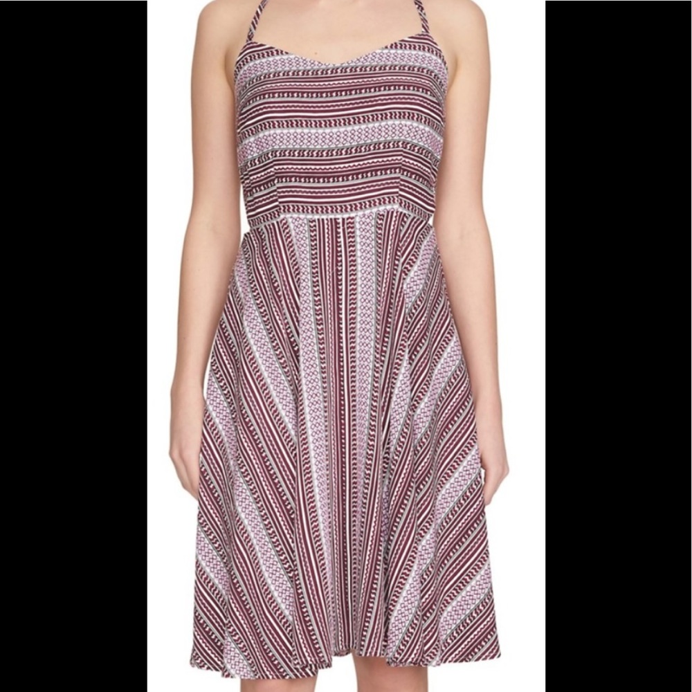 1. State Burgundy and White Striped Dress